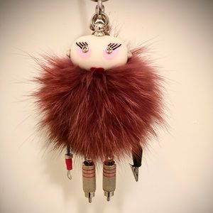 Prada Millie Keychain Trick, Red Fur